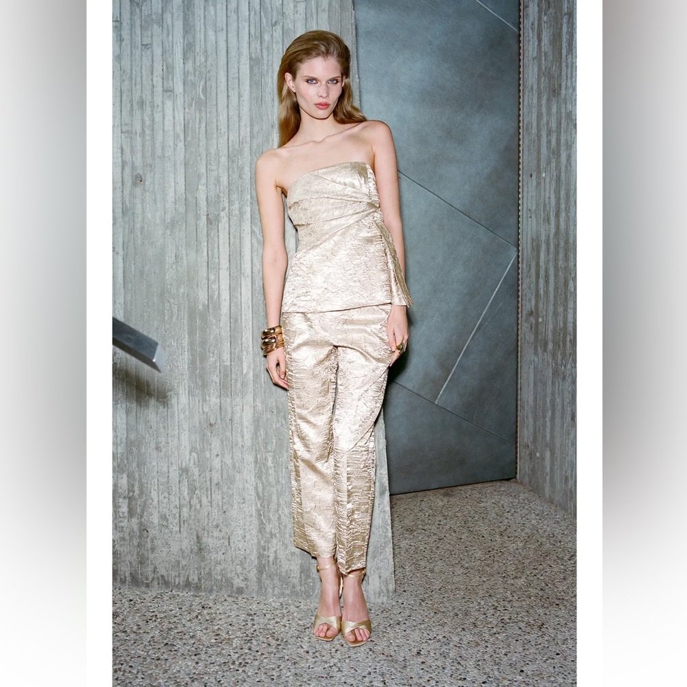 Zara Strapless Gold Dress